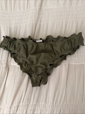 Hollister Olive Green Ruffle Swim Bottoms